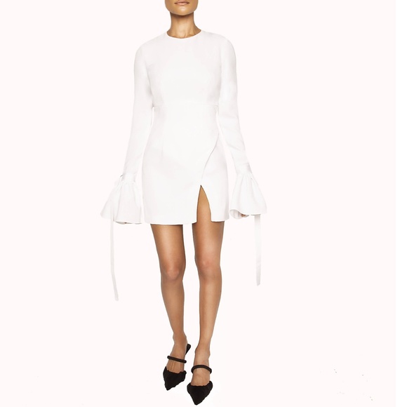 NEW ISRAELLA KOBLA White ZOLA Back Cutout LONG SLEEV Cocktail MINI DRESS 10 - Picture 4 of 16